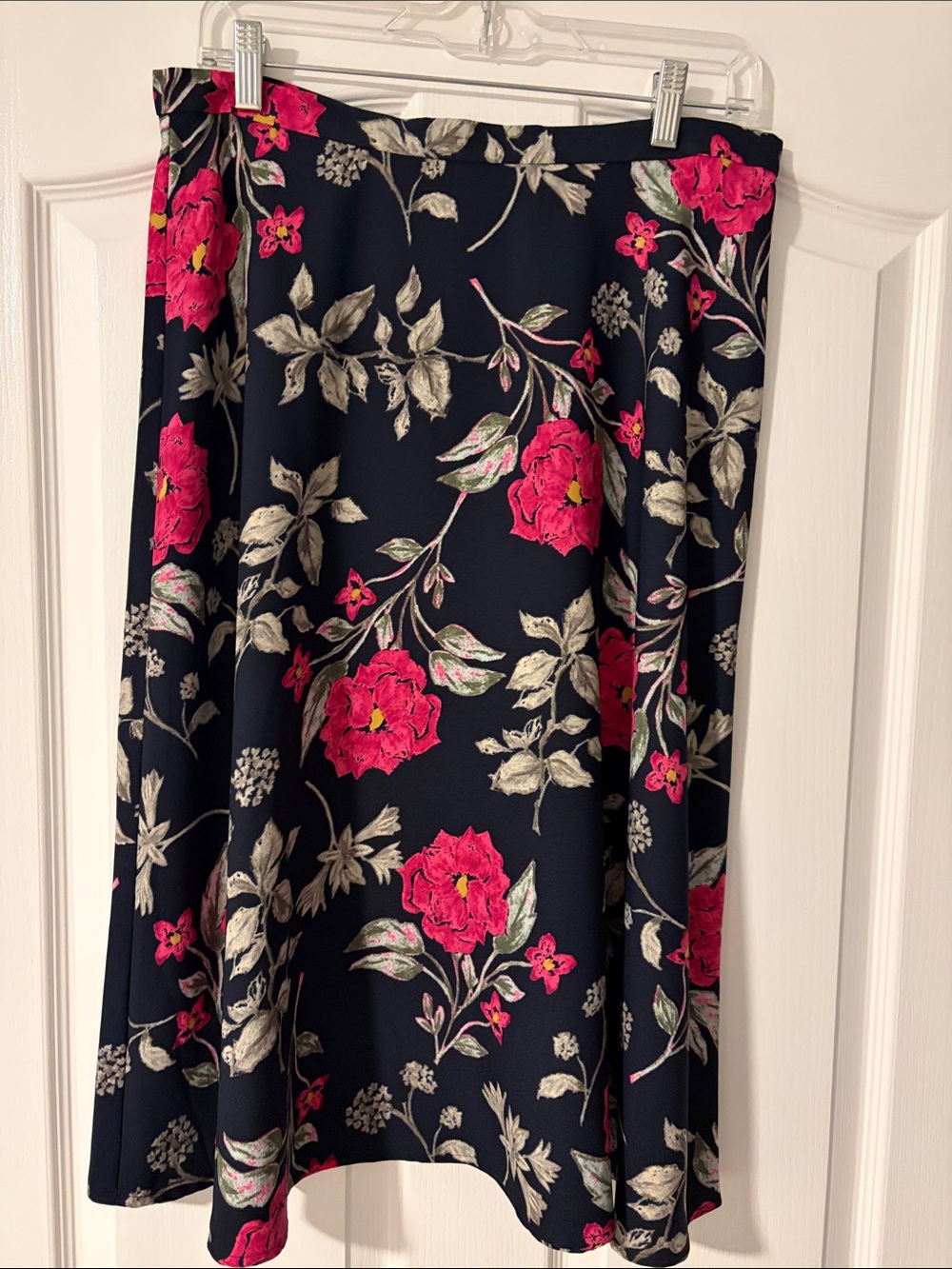 Van Heusen Navy A-Line Skirt with Fuchsia Floral Print